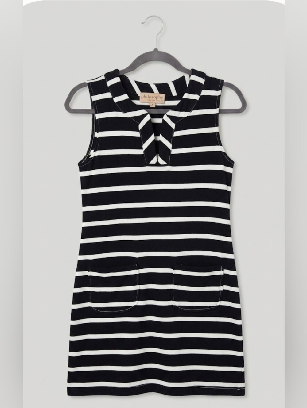 Philosophy 100% Cotton Sleeveless Shift Dress With Pockets Sz Small